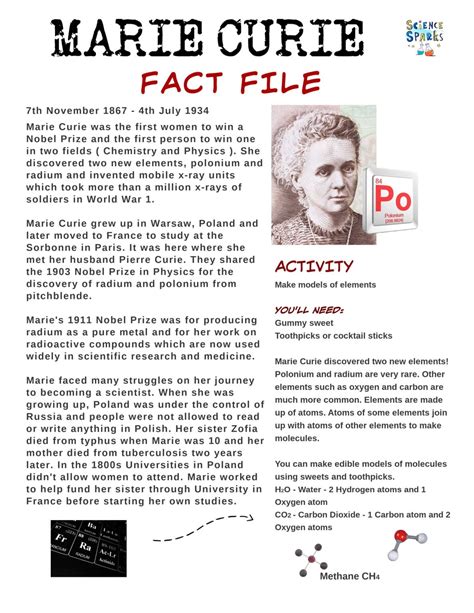 marie curie fact file|10 facts about marie curie.